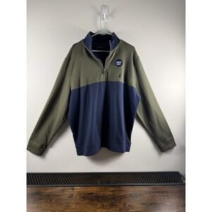 NWOT Nautica Mens XL 1/4 Zip Pullover Navy Olive Colorblock Super Soft Fleece